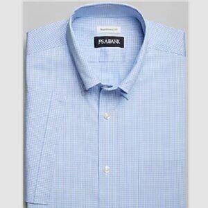 Jos. A. Bank Traditional Fit Micro Check Short Sleeve Sport shirt - colour:Blue